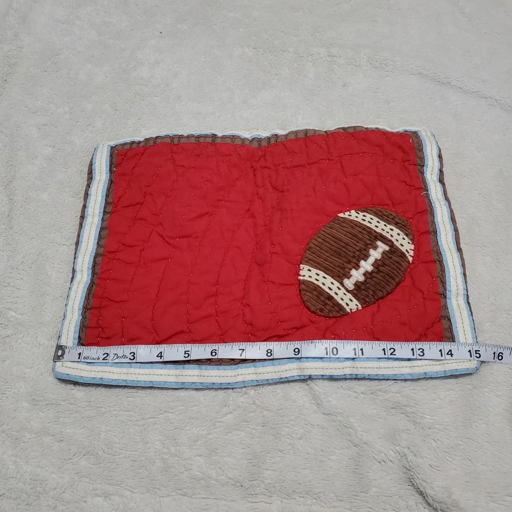 Pottery Barn Kids Red Quilted Football Toddler Crib Pillow Sham Cover Set Pair